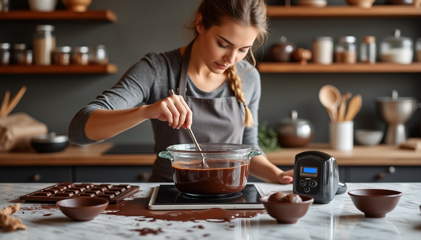 découvrez notre guide pratique pour tempérer le chocolat à la maison avec facilité. apprenez les techniques essentielles pour obtenir une texture parfaite, un brillant éblouissant et une bonne tenue dans le temps. idéal pour réaliser des desserts savoureux et impressionner vos invités !