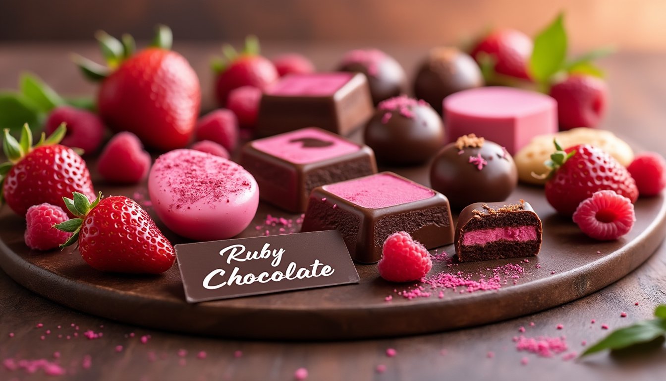 découvrez le chocolat rose, également connu sous le nom de ruby chocolate. apprenez tout sur cette délicieuse innovation chocolatée, son origine, son goût unique et comment il se distingue des autres variétés de chocolat. plongez dans l'univers gourmand du ruby chocolate !