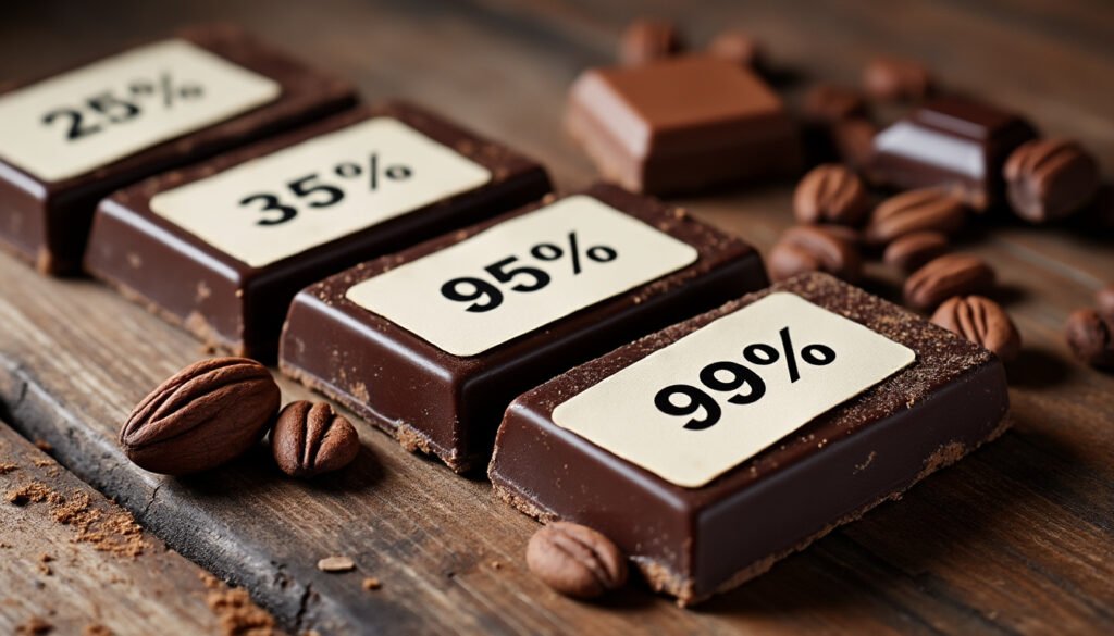 découvrez notre guide complet des pourcentages de chocolat noir, de 35% à 99%. apprenez à choisir le bon chocolat selon vos goûts et recettes, et comprenez la différence entre chaque teneur en cacao.
